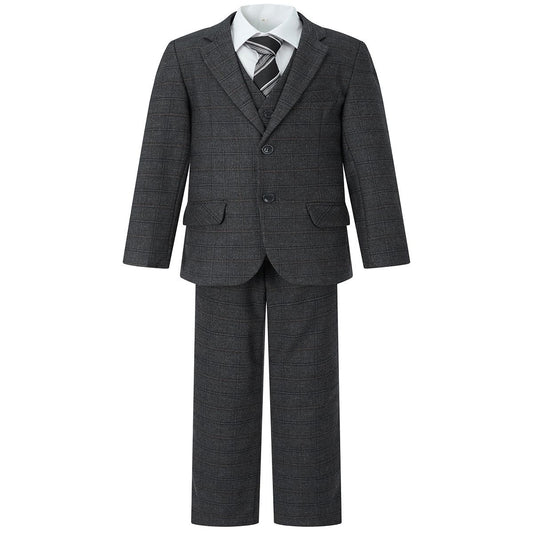 Samli Samuel Grey Check 5PC Suit
