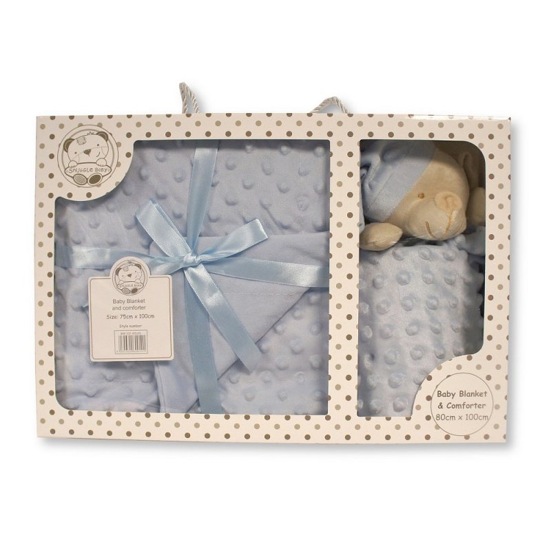 Blue Teddy Dimple Comforter/Blanket Gift Box 75cm x 100cm
