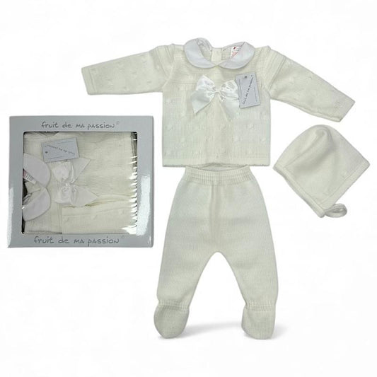 Baby Ivory Woven Bow 3PC Gift Box Set NB
