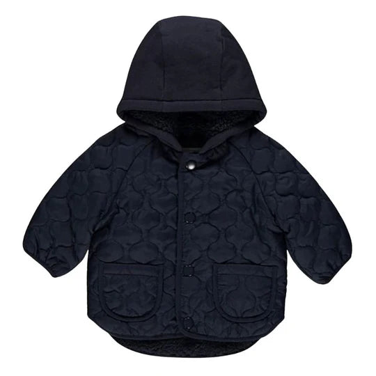 Ex Chainstore Kids Navy Quilted Hooded Coat