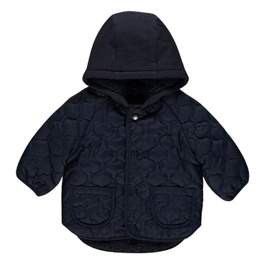 Ex Chainstore Kids Navy Quilted Hooded Coat