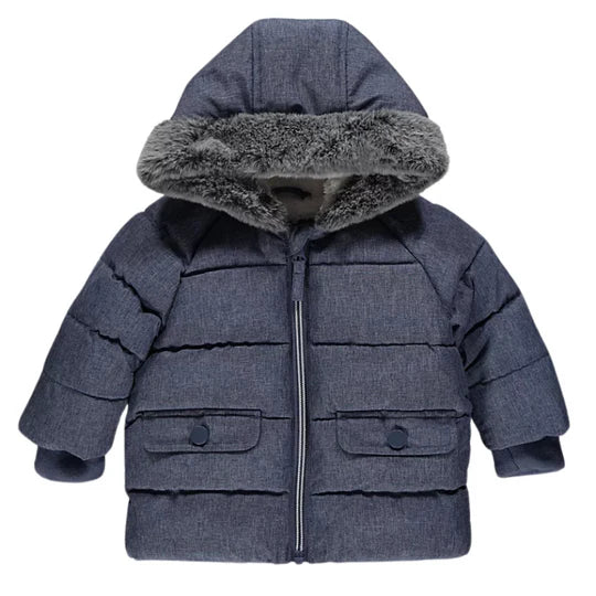 Ex Chainstore Boys Blue Textured Padded Coat