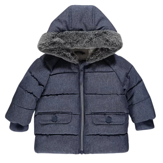 Ex Chainstore Boys Blue Textured Padded Coat