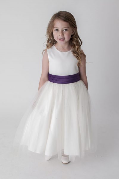 Visara Sash Dress In Purple V353
