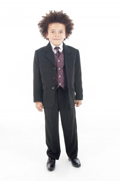 Vivaki 5 Piece Paisley Suit in Wine