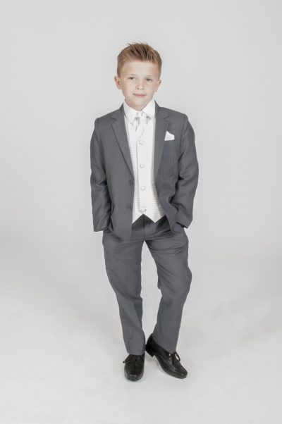 5pc Grey Diamond Suit in Ivory