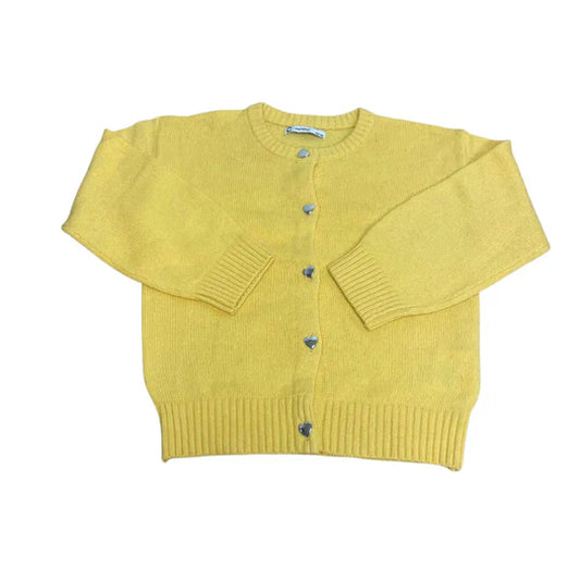 Girls lemon wool mix quality heart button cardigan