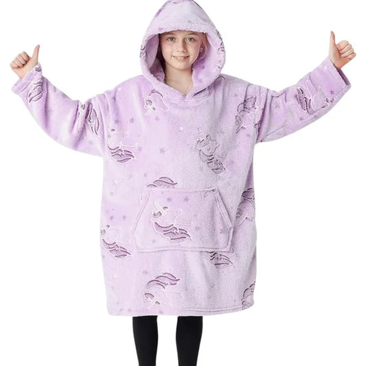 Girls Unicorn over size hooded blanket